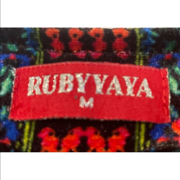 RUBY YAYA Velvet embroidered jacket Size Medium M Romero floral beaded print - Picture 9 of 12